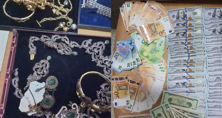 مبالغ من العملة الأجنبية ومصوغ